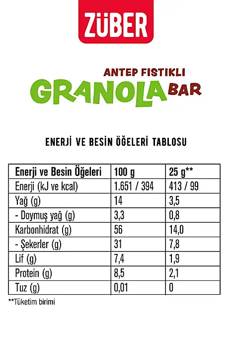 Züber Granola Bar Antep Fıstıklı 25 G - 4